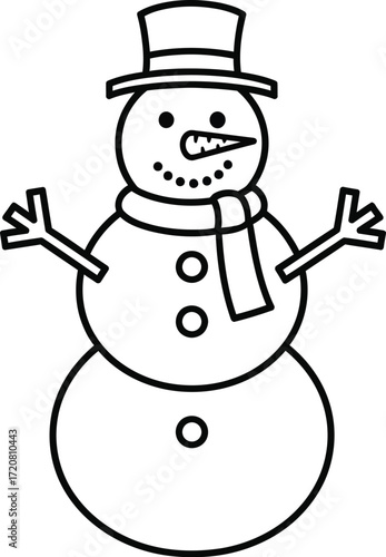 Illustration of a snowman with a hat and scarf