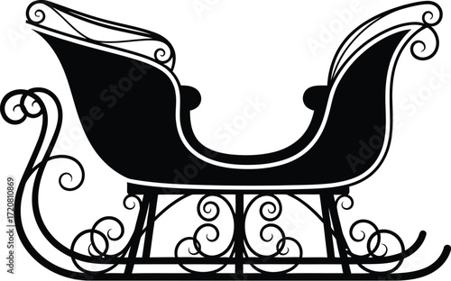 Vector art of silhouette of a christmas sleigh