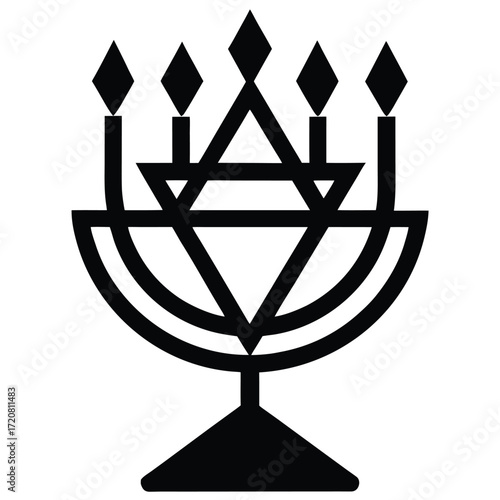 hanukkah synagogue candle vector icon