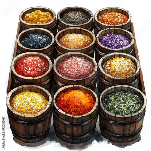 Spice Bag, watercolor illustration vector, isolated on a white background.