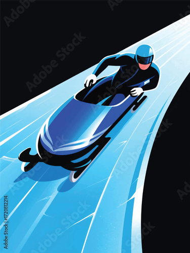Speed Luge Sport Illustrator Artwork Design Template Poster