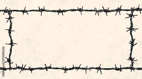 Barbed wire frame border.  Grunge, edgy design element.