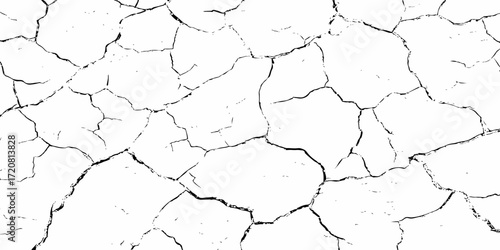 black and white dust and cracked concrete wall Texture pattern design element white background.