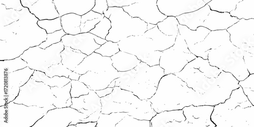 black and white dust and cracked concrete wall Texture pattern design element white background.