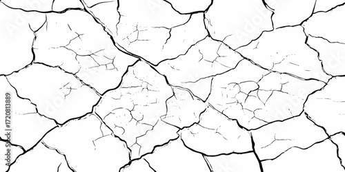 black and white dust and cracked concrete wall Texture pattern design element white background.