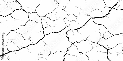 black and white dust and cracked concrete wall Texture pattern design element white background.