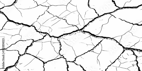black and white dust and cracked concrete wall Texture pattern design element white background.
