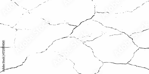 black and white dust and cracked concrete wall Texture pattern design element white background.