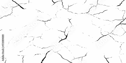 black and white dust and cracked concrete wall Texture pattern design element white background.