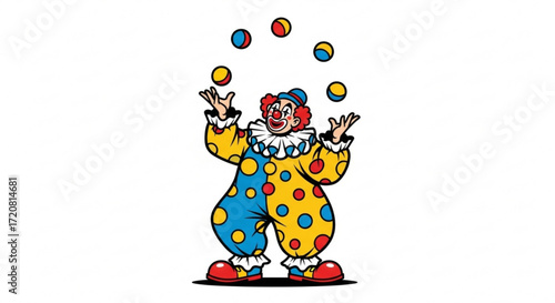 Clown juggling balls vector illustration for circus performance and entertainment design resource asset image