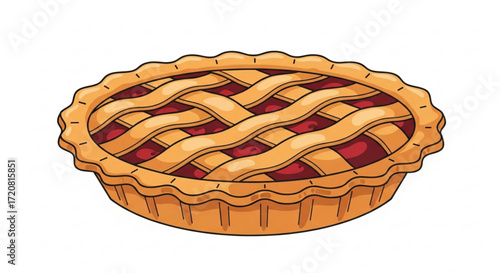 Delicious cherry pie recipe homemade dessert baking sweet treat food illustration vector graphic design