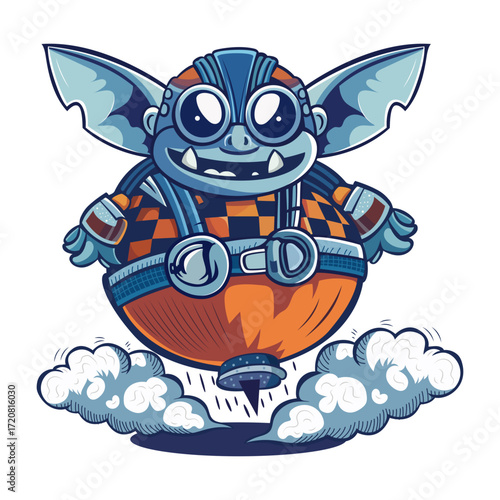 A flat style illustration showing a bat character 
