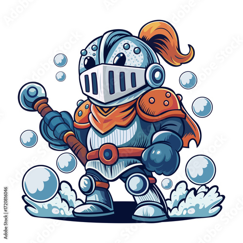 A flat style illustration showing a knight 