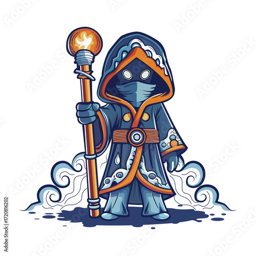 A flat style illustration showing a warden 