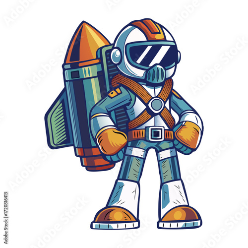 Flat style illustration showing a galactic voyager 