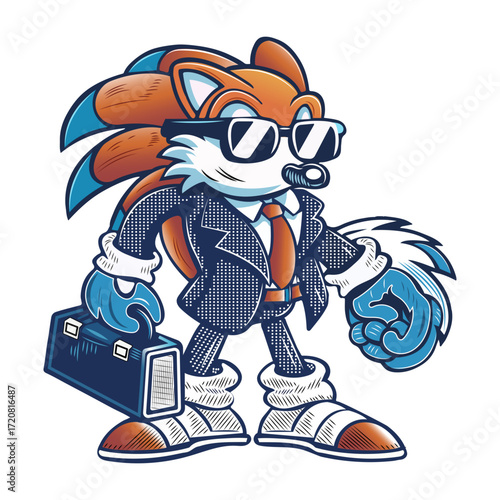 A flat style illustration showing a spy agent 