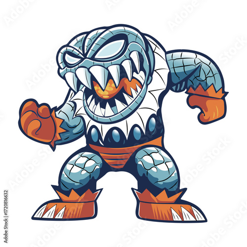 A flat style illustration showing a cosmic beast 