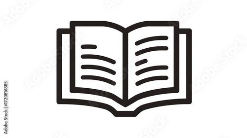 Simple black outline graphic of an open book