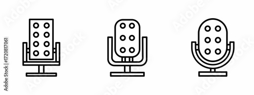 Stock vector. Microphone icons. Black microphone icon set. Microphone elements. Collection of microphone. Vector illustration.