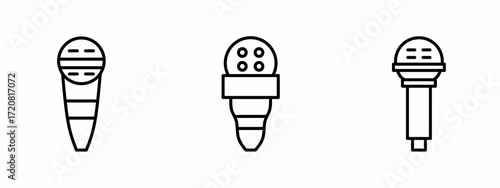 Stock vector. Microphone icons. Black microphone icon set. Microphone elements. Collection of microphone. Vector illustration.
