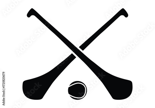 Hurling stick with sliotar silhouette