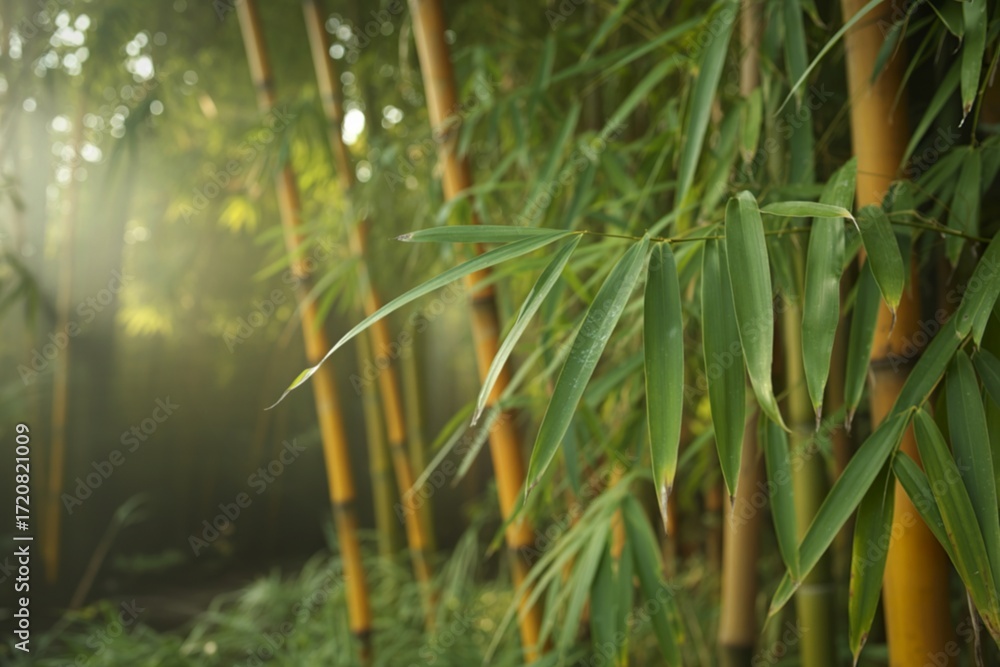 Obraz premium vibrant green bamboo leaves
