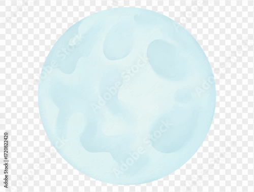 Watercolor blue moon spooky mystical halloween night sky Vector.