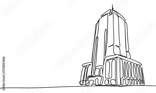 Single-line drawing of a high-rise building