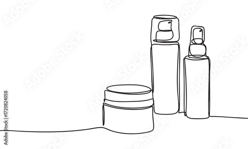 Skincare Products Line Drawing Illustration