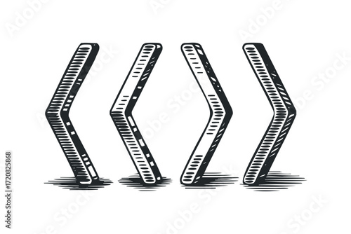 Four hand drawn open brackets arranged in a row. Vector hand drawn illustration