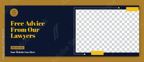 Justice and law firm Facebook cover and banner template design isolated on white background 