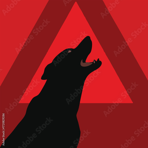 Rabies awareness vector set with dog silhouette, transmission cycle icons, vaccination collar tag, heartbeat to paw print, and DNA helix of paw prints. Flat, solid color design bundle for education.