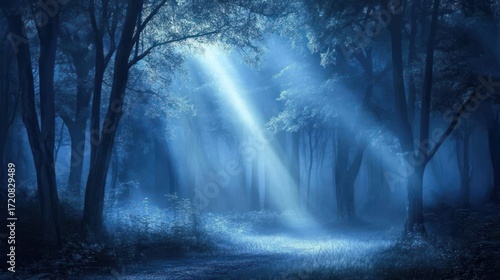 Mystical Moonlight Forest: A Serene Night in the Woods
