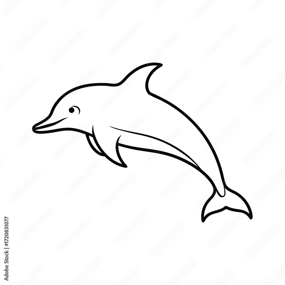 Fototapeta premium Dynamic outline of a dolphin leaping gracefully from the ocean s surface in a continuous flowing line