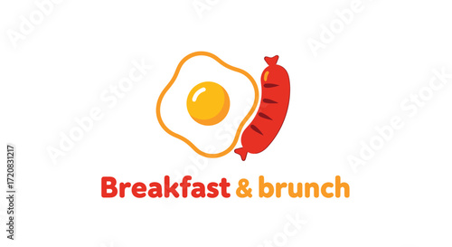 A logo featuring a fried egg and a sausage, with the text "Breakfast & brunch" below.
