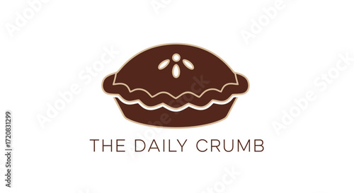 A simple, stylized brown pie logo with a wavy crust and decorative dots, featuring the text 'THE DAILY CRUMB' below it on a white background.