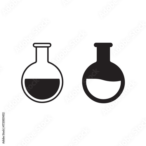 Laboratory Flask Icon in Outline and Solid Science Design