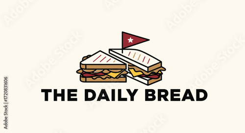 The Daily Bread logo features two sandwiches, one with a flag, representing a bakery or food establishment.