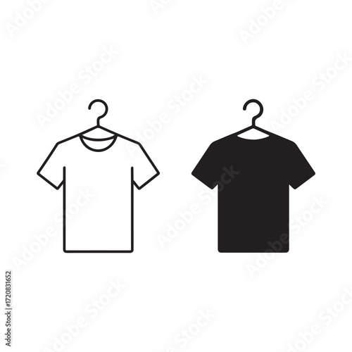 T-Shirt Icon on Hanger in Outline and Solid Fashion Design