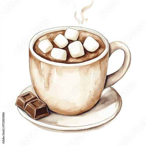 Cozy Hot Chocolate with Marshmallows and Chocolate Chunks.