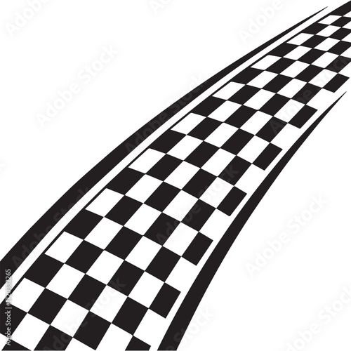 Racing Stripes and Checkered Flag Vector Set Race Track Icons, Banner Patterns, Cheered Flag Illustration Collection vector illustrations on a white background.