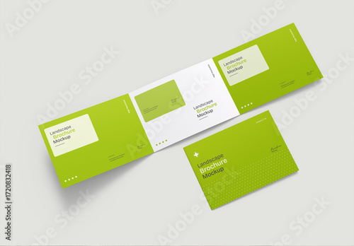 Editable Landscape Bifold Brochure Mockup PSD
