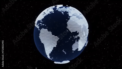 Stylized Earth Globe rotating in space with starfield for global concepts