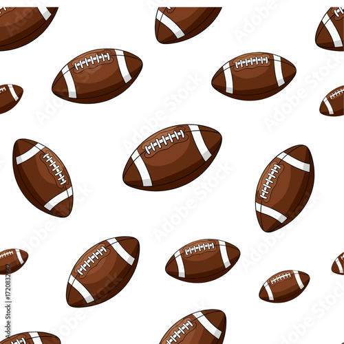 Repeated pattern of American footballs on a transparent background suitable for sports-themed designs