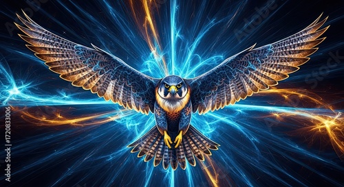 Majestic Falcon Soaring Through Energy Field Nature s Power Digital Art