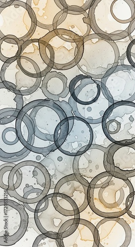 Abstract Watercolor Circles on White Artistic Background