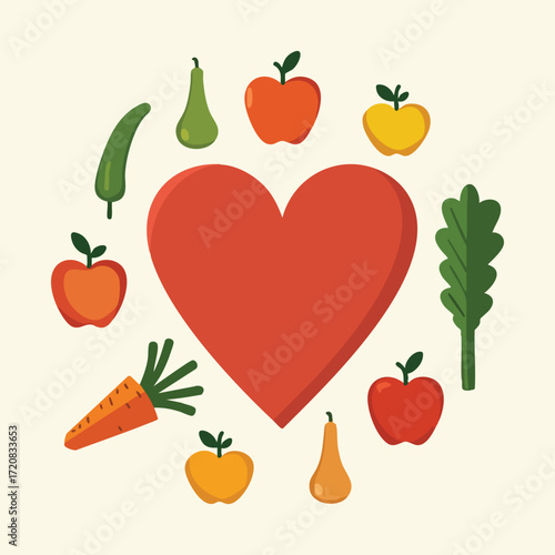 Heart Health Vector Set for World Heart Day – Red Heart Symbols, EKG Pulse Lines, Doctors, Nurses, Heart Shield, Family Care, Heart Disease Prevention, Medical and Fitness Icons