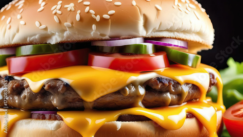 Grilled cheeseburger burger snack fast food advertising mockup