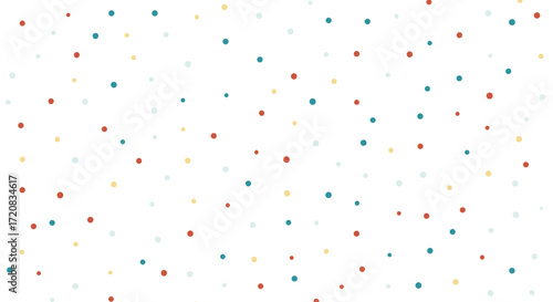 A festive and cheerful pattern of scattered colorful confetti on a white background.