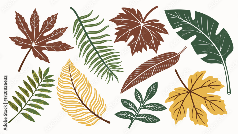 Obraz premium vector set of leaves